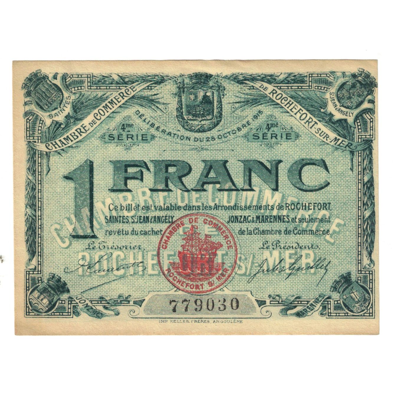 France, Rochefort-sur-Mer, 1 Franc, 1920, AU(55-58), Pirot:107-13