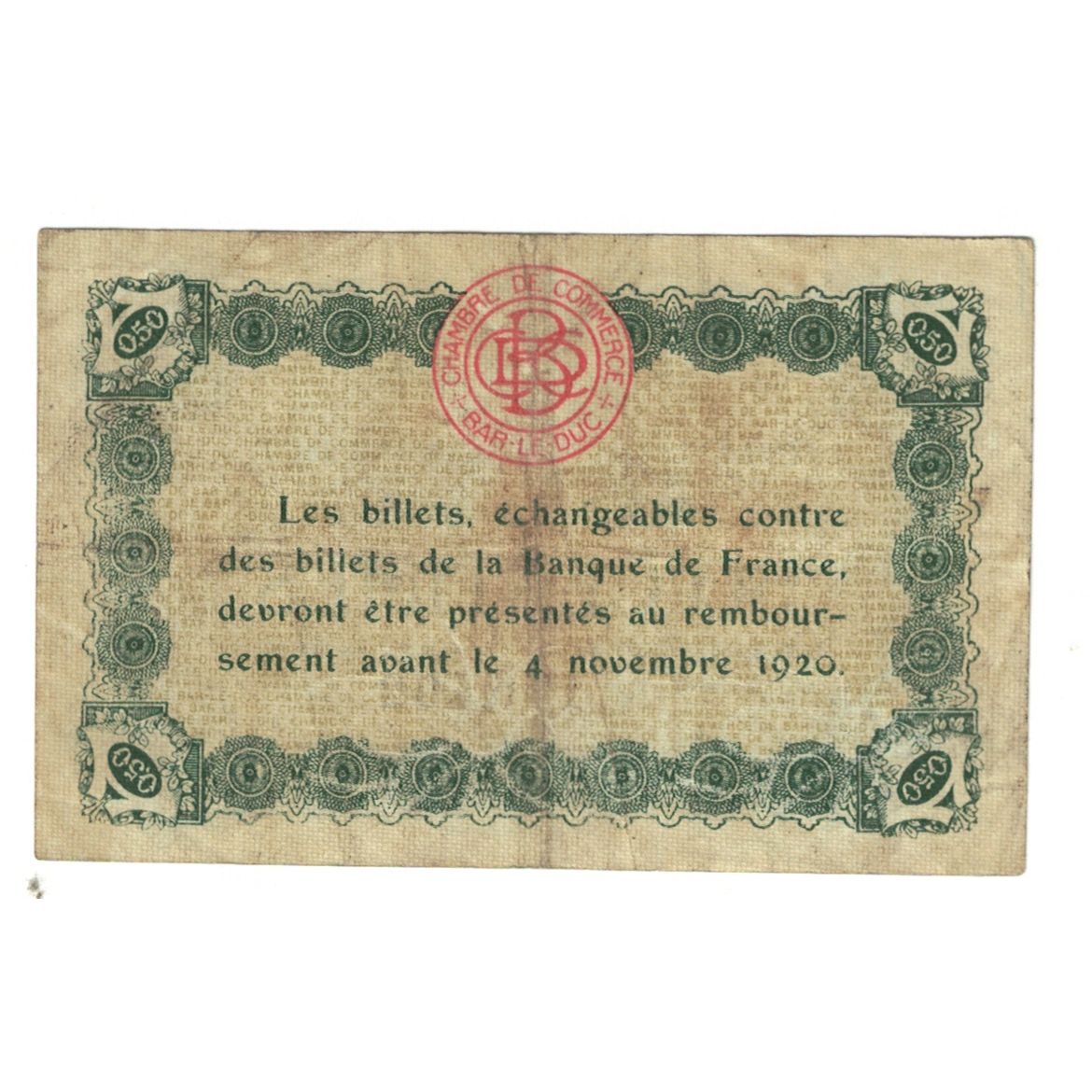 France, Bar-le-Duc, 50 Centimes, VF(20-25), Pirot:19-13