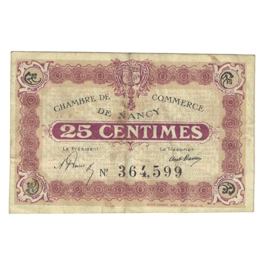 France, Nancy, 25 Centimes, VF(30-35), Pirot:87.58
