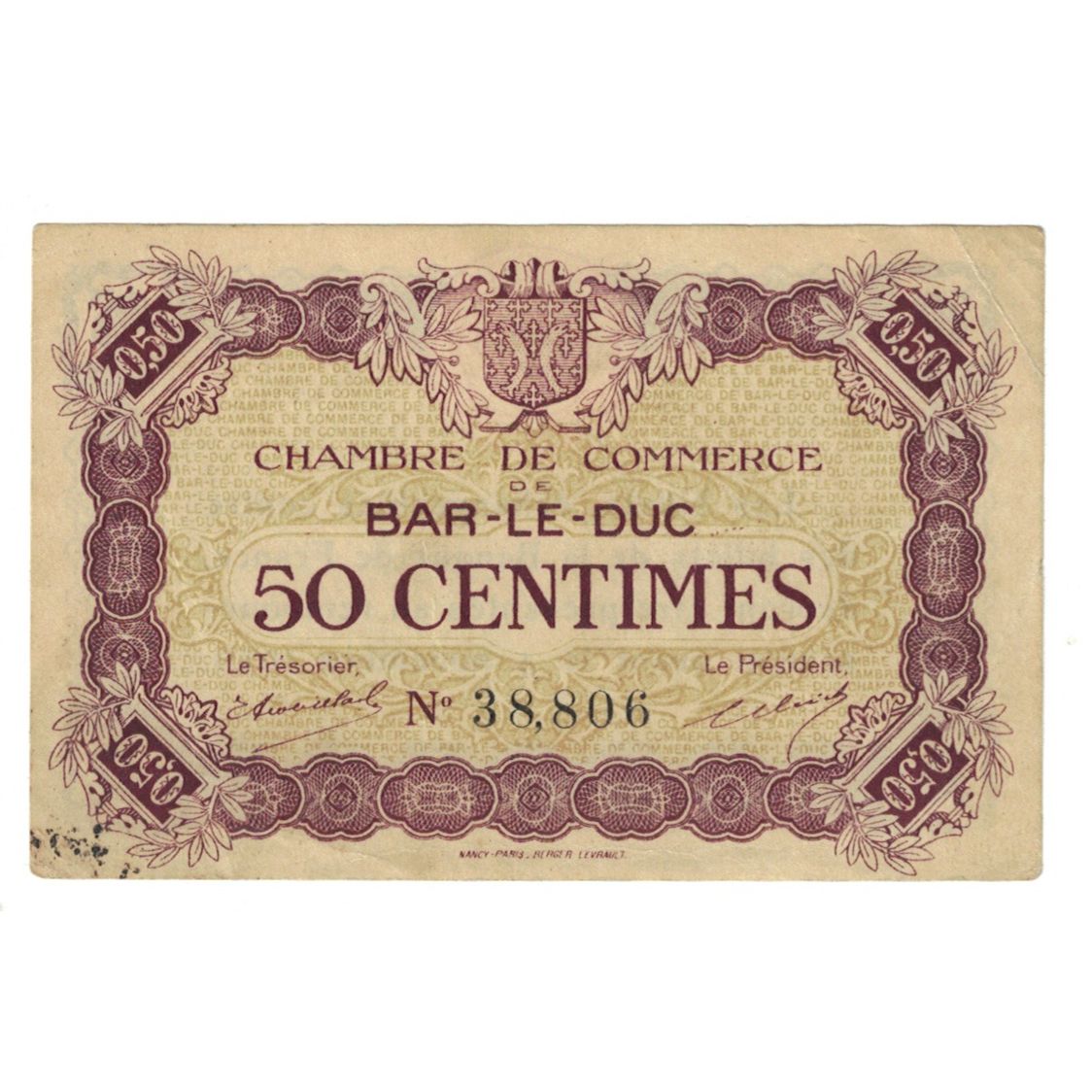 France, Bar-le-Duc, 50 Centimes, EF(40-45), Pirot:19-1