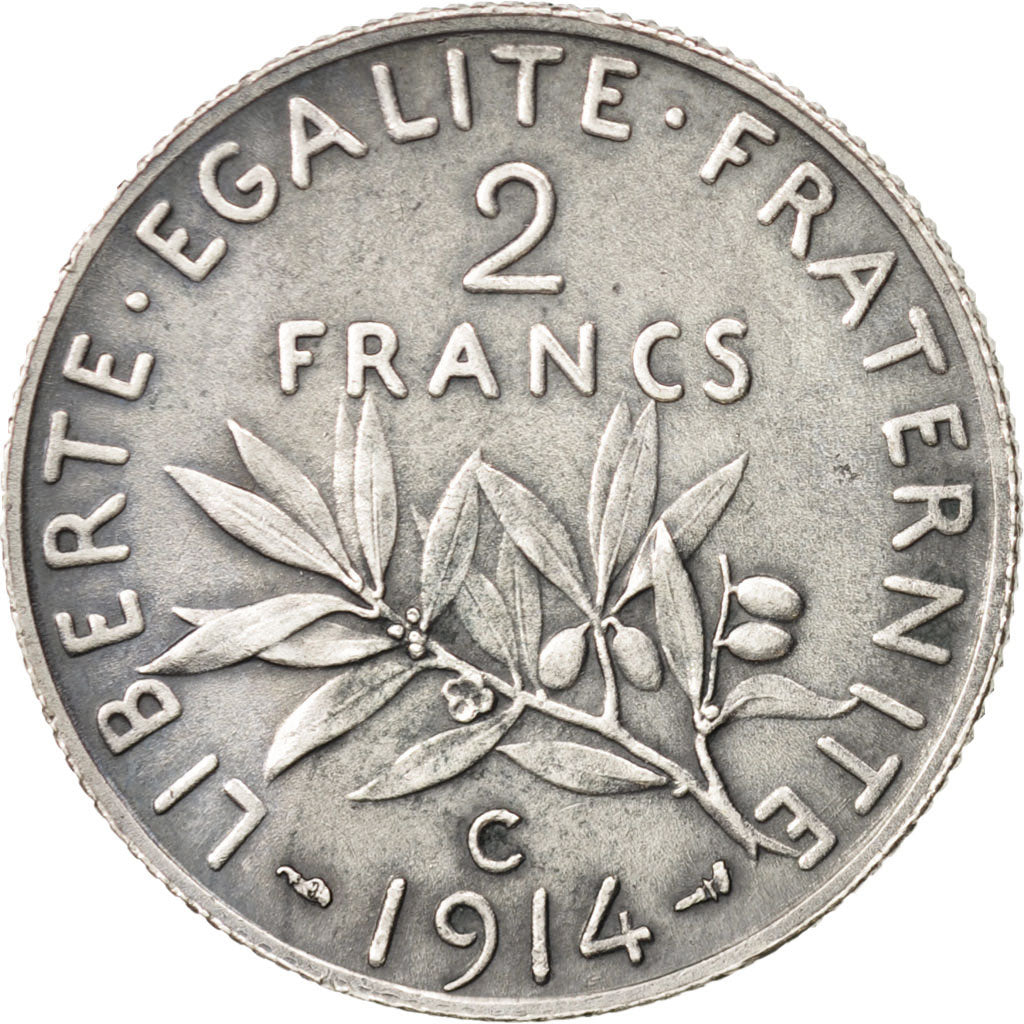 France, Semeuse, 2 Francs, 1914, Castelsarrasin, SUP, Argent,KM:845.2,Gadoury532