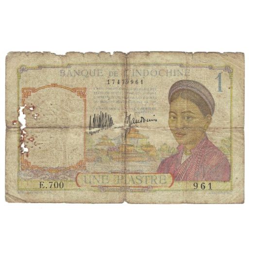 Banknote, FRENCH INDO-CHINA, 1 Piastre, undated 1932, KM:54a, VG(8-10)