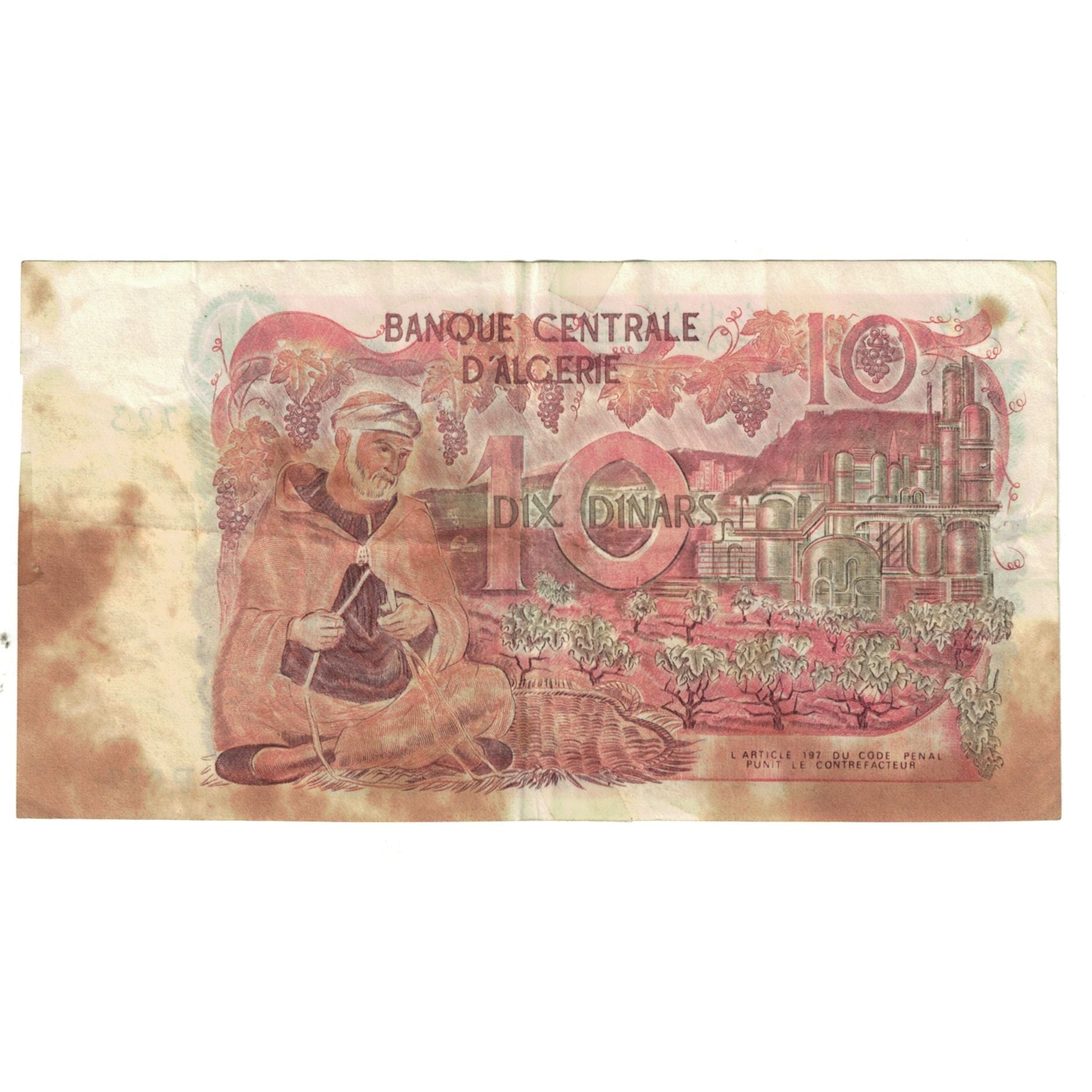 Banknote, Algeria, 10 Dinars, 1970, 1970-11-01, KM:127a, VF(20-25)