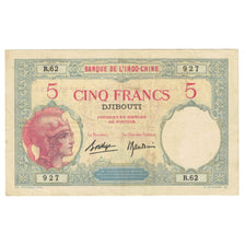 Nota, Somalilândia Francesa, 5 Francs, 1928, KM:6b, EF(40-45)