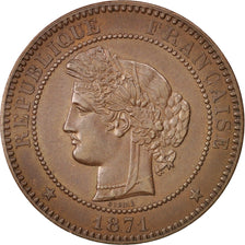 France, Cérès, 10 Centimes, 1871, Paris, AU(50-53), Bronze, KM:815.1, Gadoury265