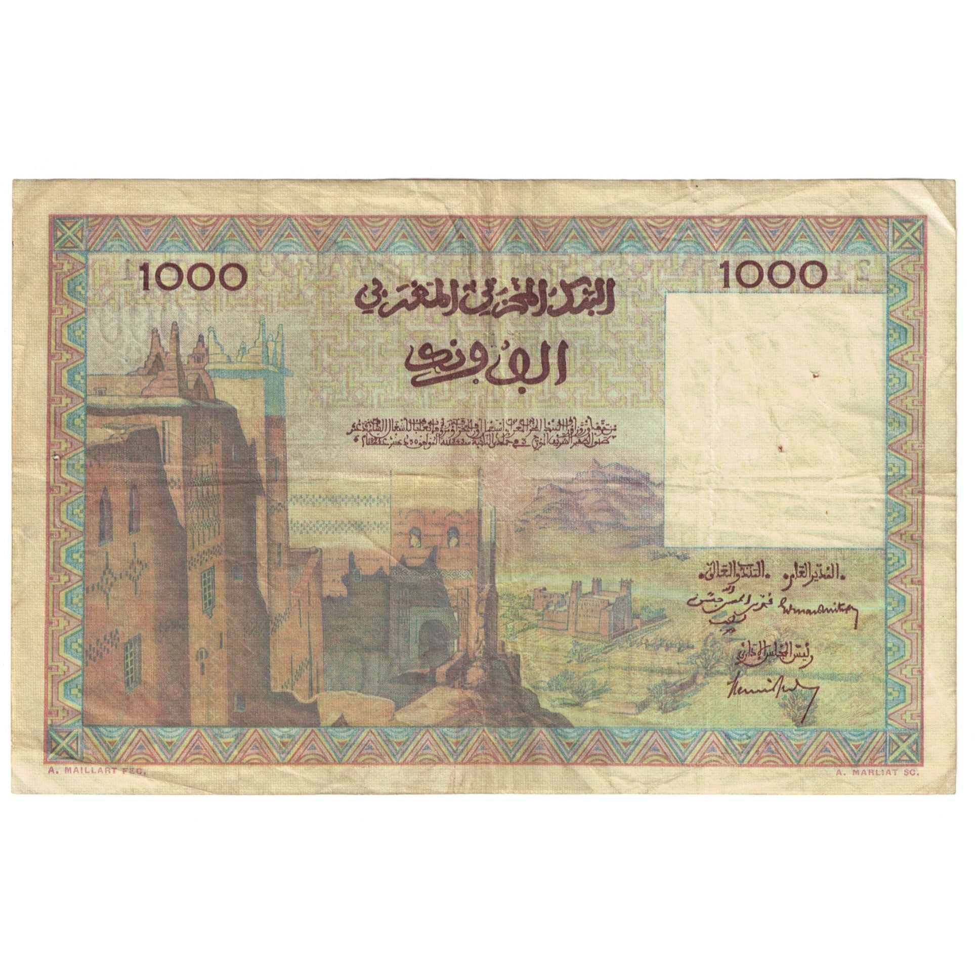Banconote, Marocco, 1000 Francs, 1952, 1952-12-10, BB