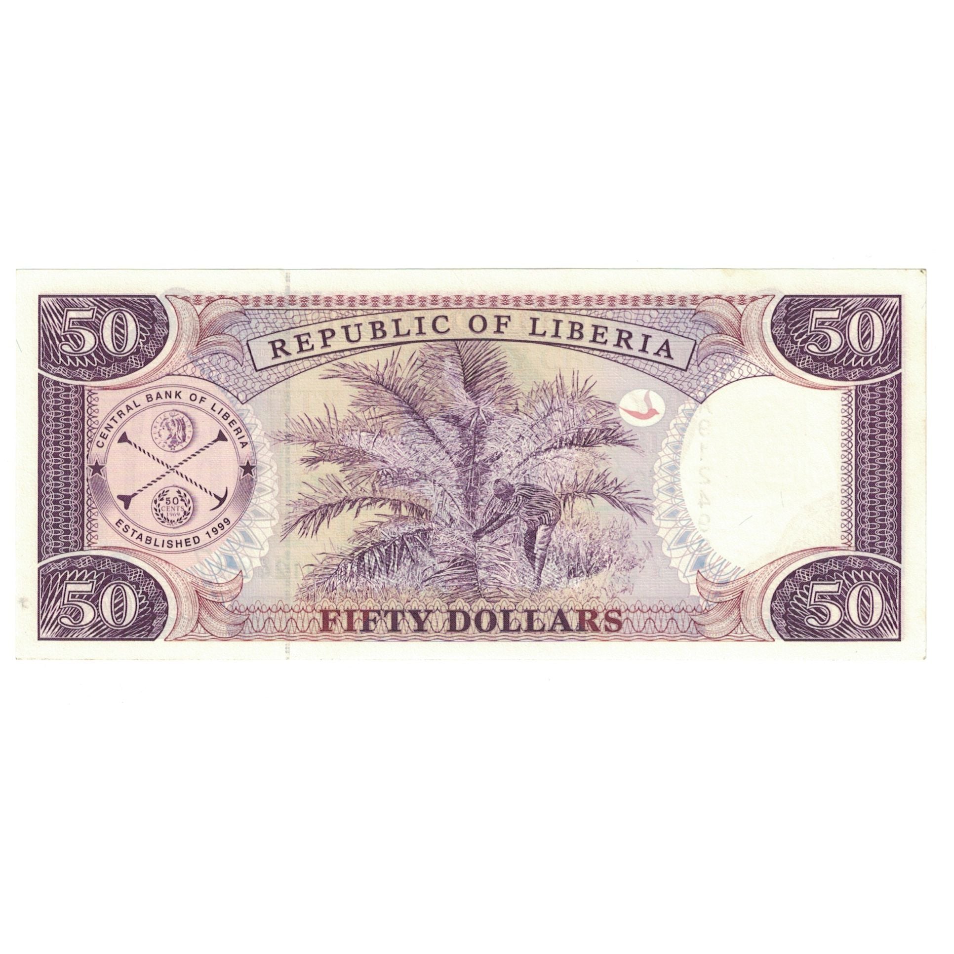 Nota, Libéria, 50 Dollars, 2002, KM:24, UNC(65-70)