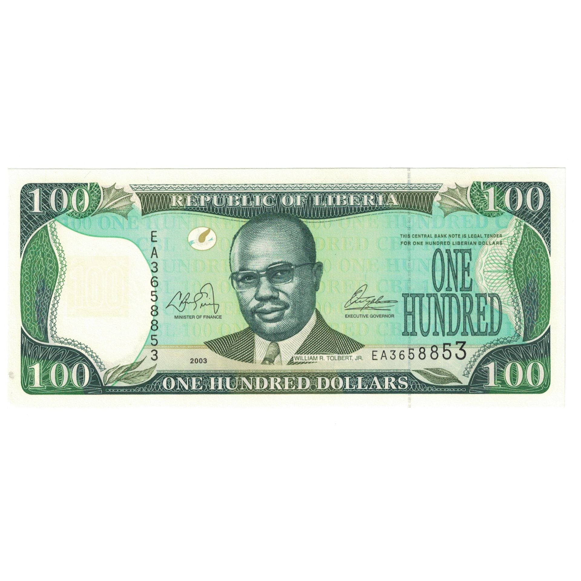 Banknot, Liberia, 100 Dollars, 2003, KM:30a, UNC(65-70)