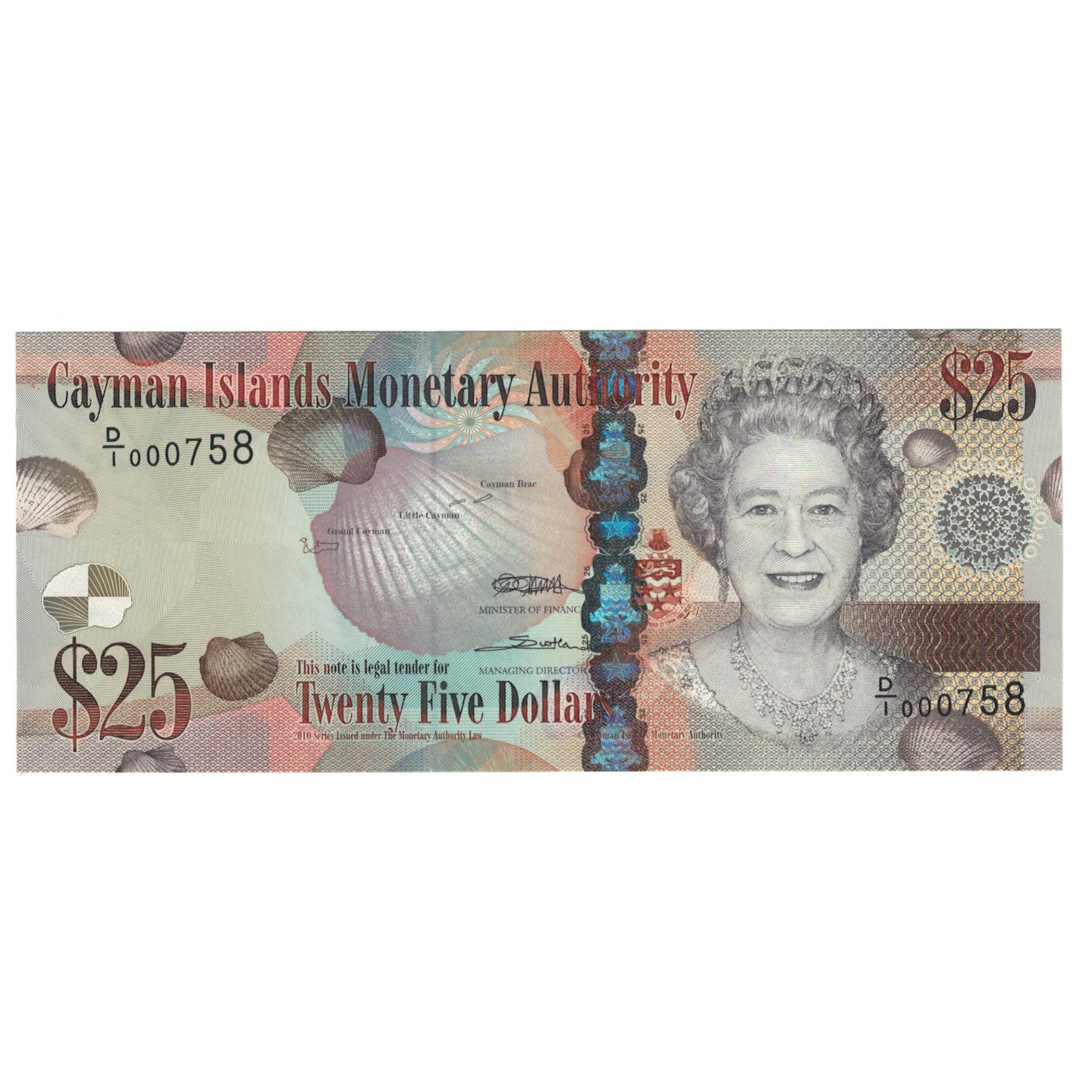 Biljet, Kaaimaneilanden, 25 Dollars, NIEUW