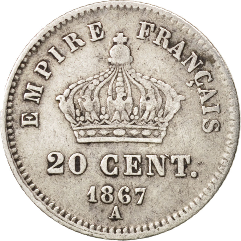 Coin, France, Napoleon III, Napoléon III, 20 Centimes, 1867, Paris, EF(40-45)