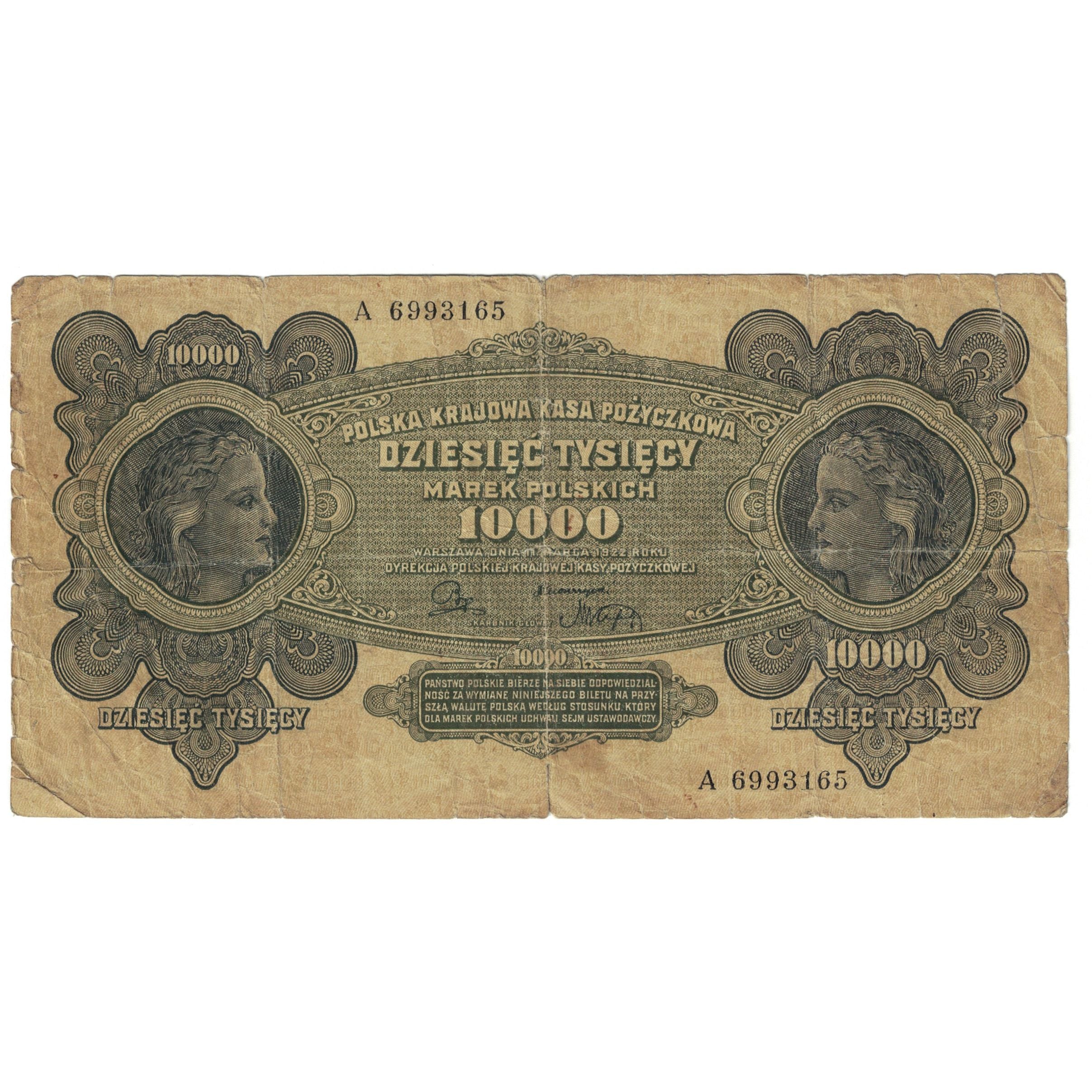 Billete, 10,000 Marek, 1922-1923, Polonia, 1922-03-11, KM:32, RC+