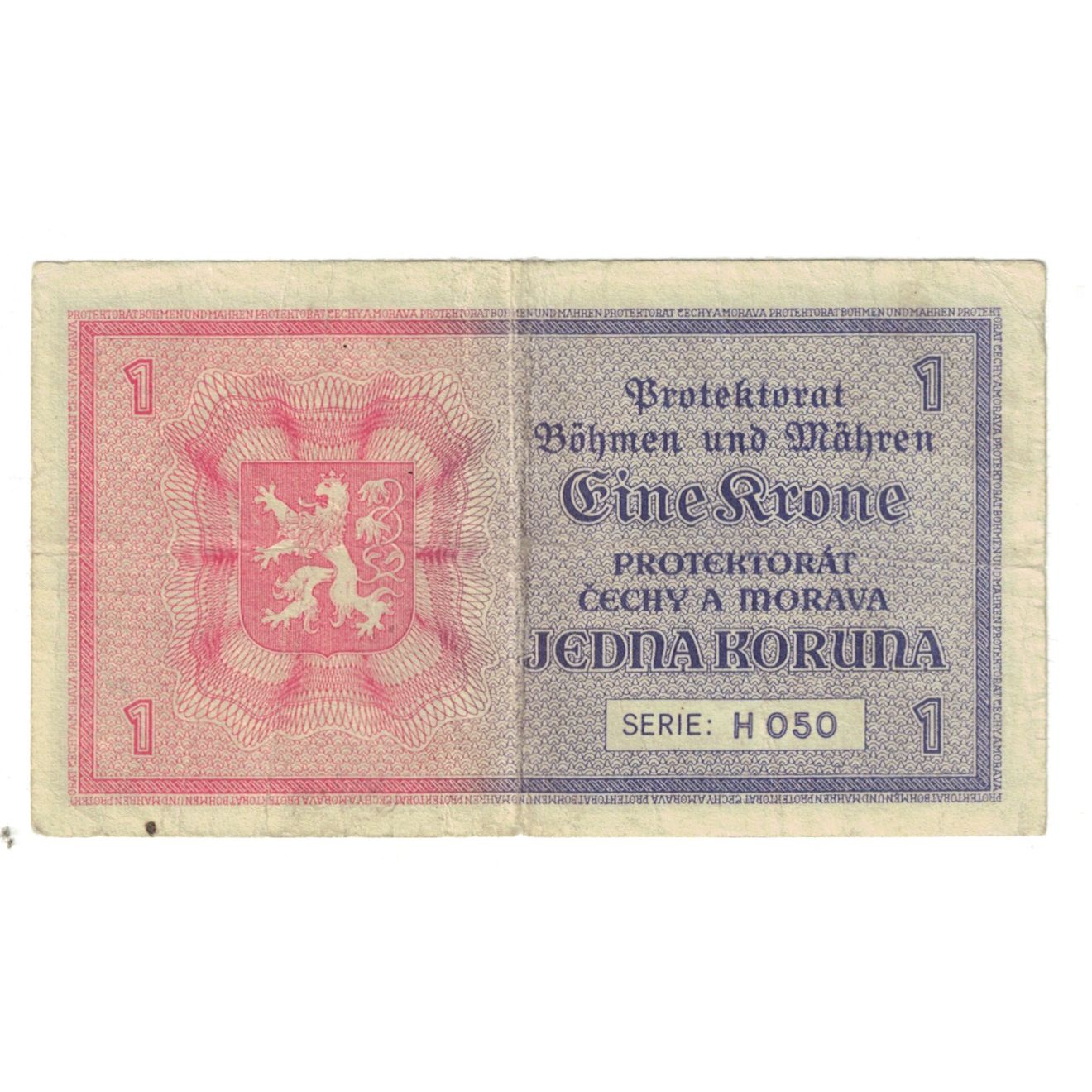 Banknote, Bohemia and Moravia, 1 Koruna, KM:3a, EF(40-45)