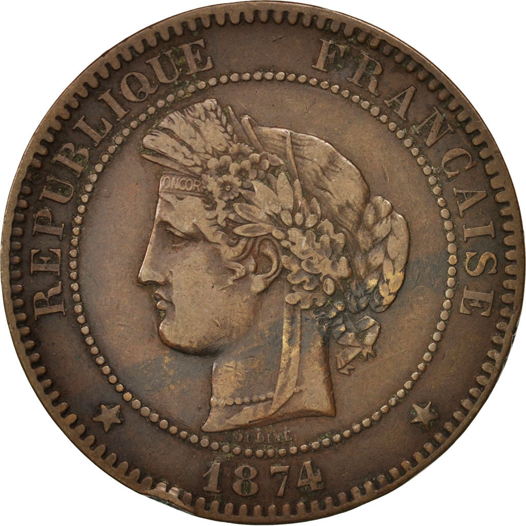 Monnaie, France, Cérès, 10 Centimes, 1874, Paris, TB+, Bronze, KM:815.1