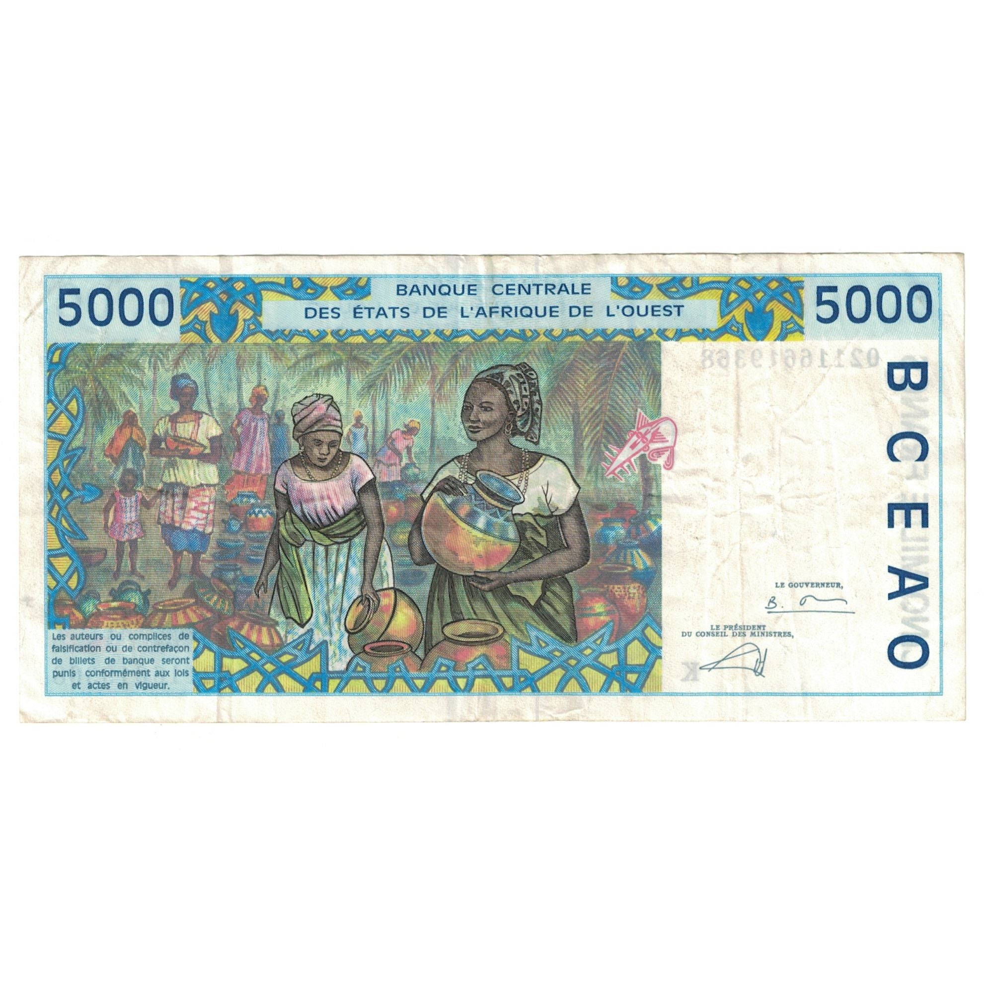 Banknote, West African States, 5000 Francs, KM:713Kb, EF(40-45)