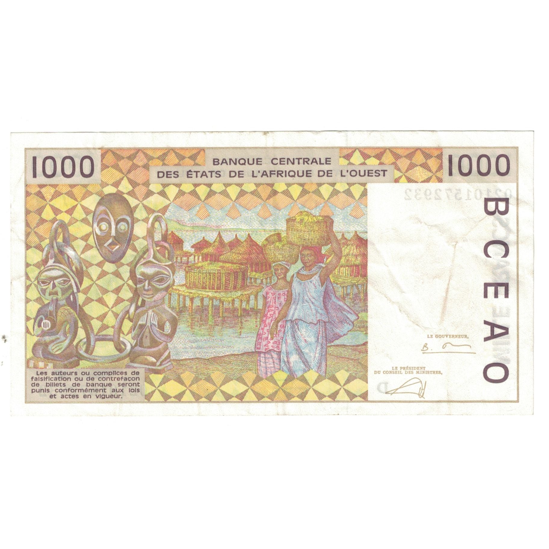 Banknote, West African States, 1000 Francs, KM:111Ad, EF(40-45)