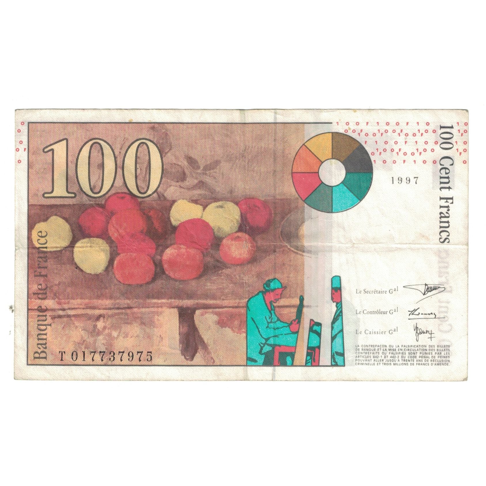 Frankreich, 100 Francs, Cézanne, 1997, T017737975, SS, Fayette:F74.01, KM:158a