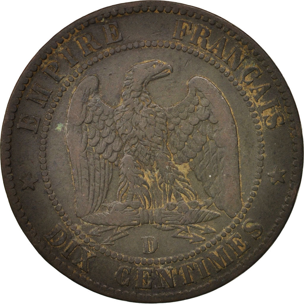 Coin, France, Napoleon III, Napoléon III, 10 Centimes, 1855, Lyon, VF(20-25)