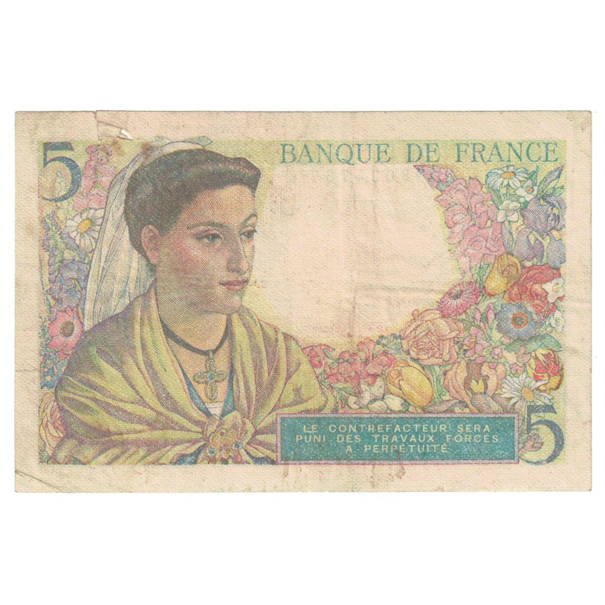 Francia, 5 Francs, Berger, 1945, F.124, MB, Fayette:05.06, KM:98a