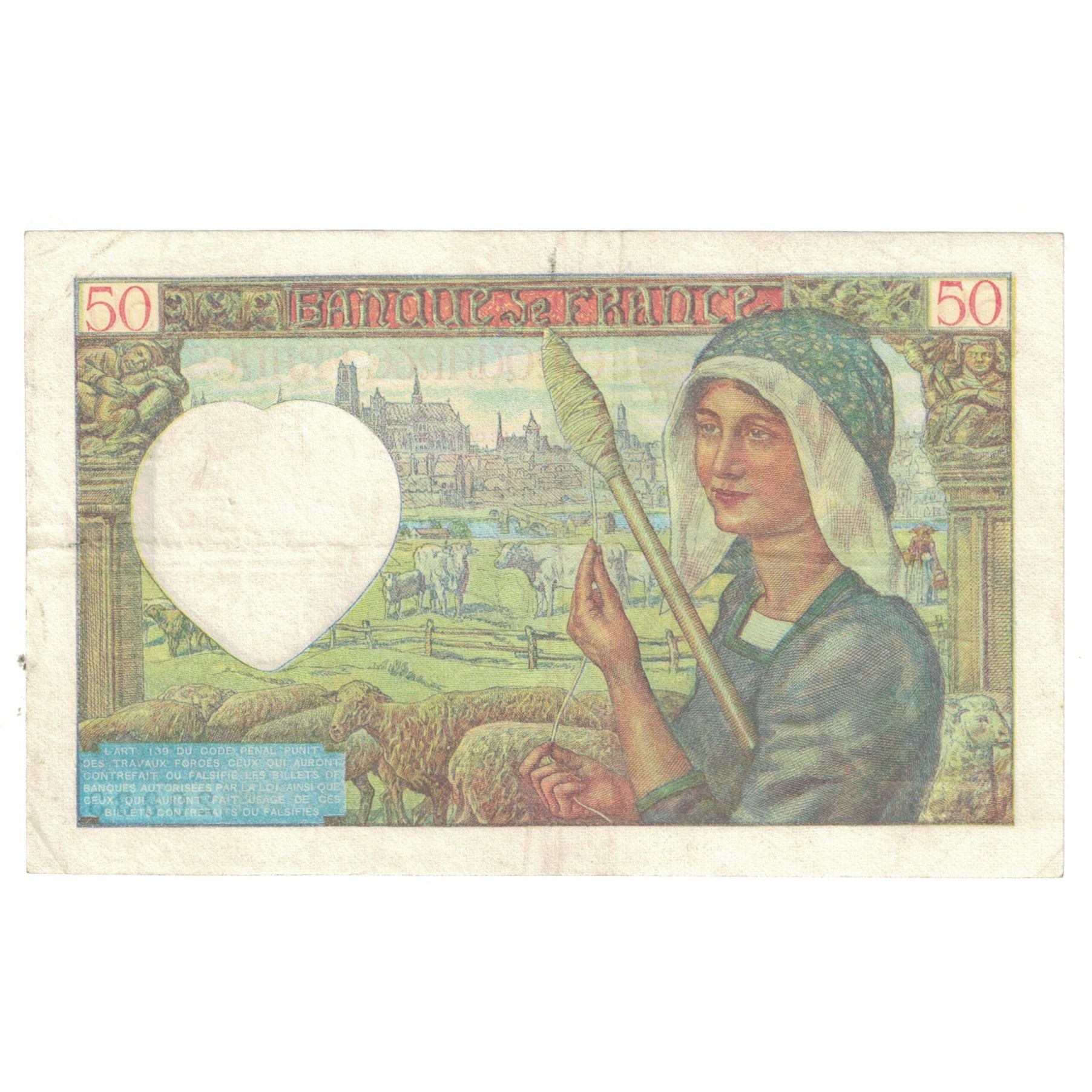 Francia, 50 Francs, Jacques Coeur, 1941, P.83, MBC, Fayette:19.11, KM:93