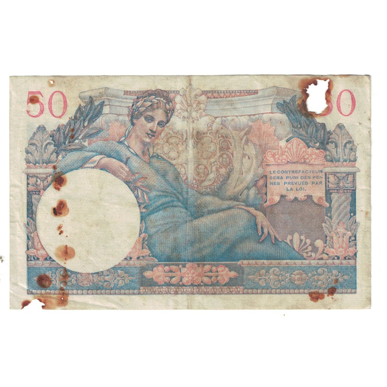 France, 50 Francs, 1947 French Treasury, 1947, P.2, AG(1-3), Fayette:VF 31.02