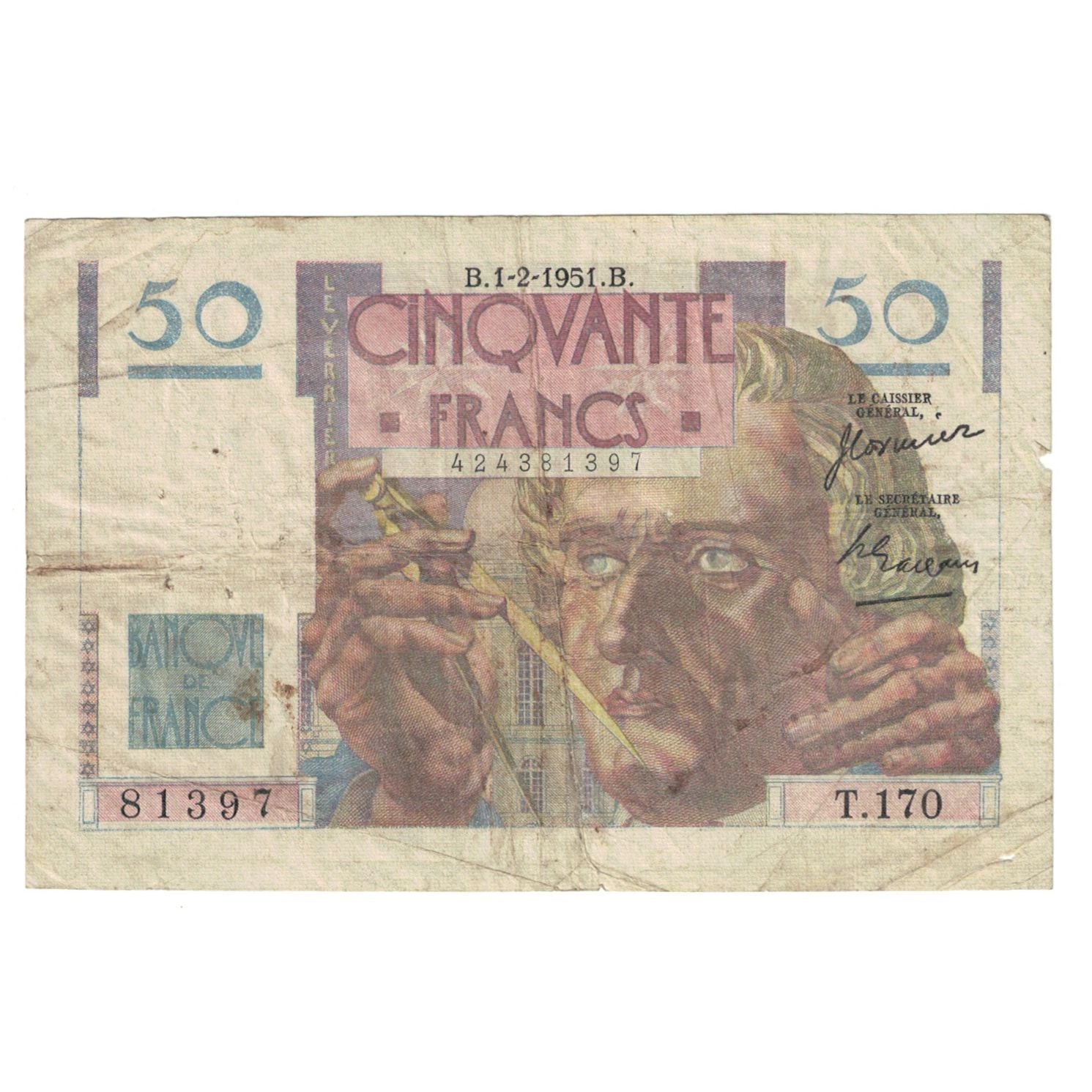 Frankreich, 50 Francs, Le Verrier, 1951, T.170, SGE, Fayette:20.17, KM:127c