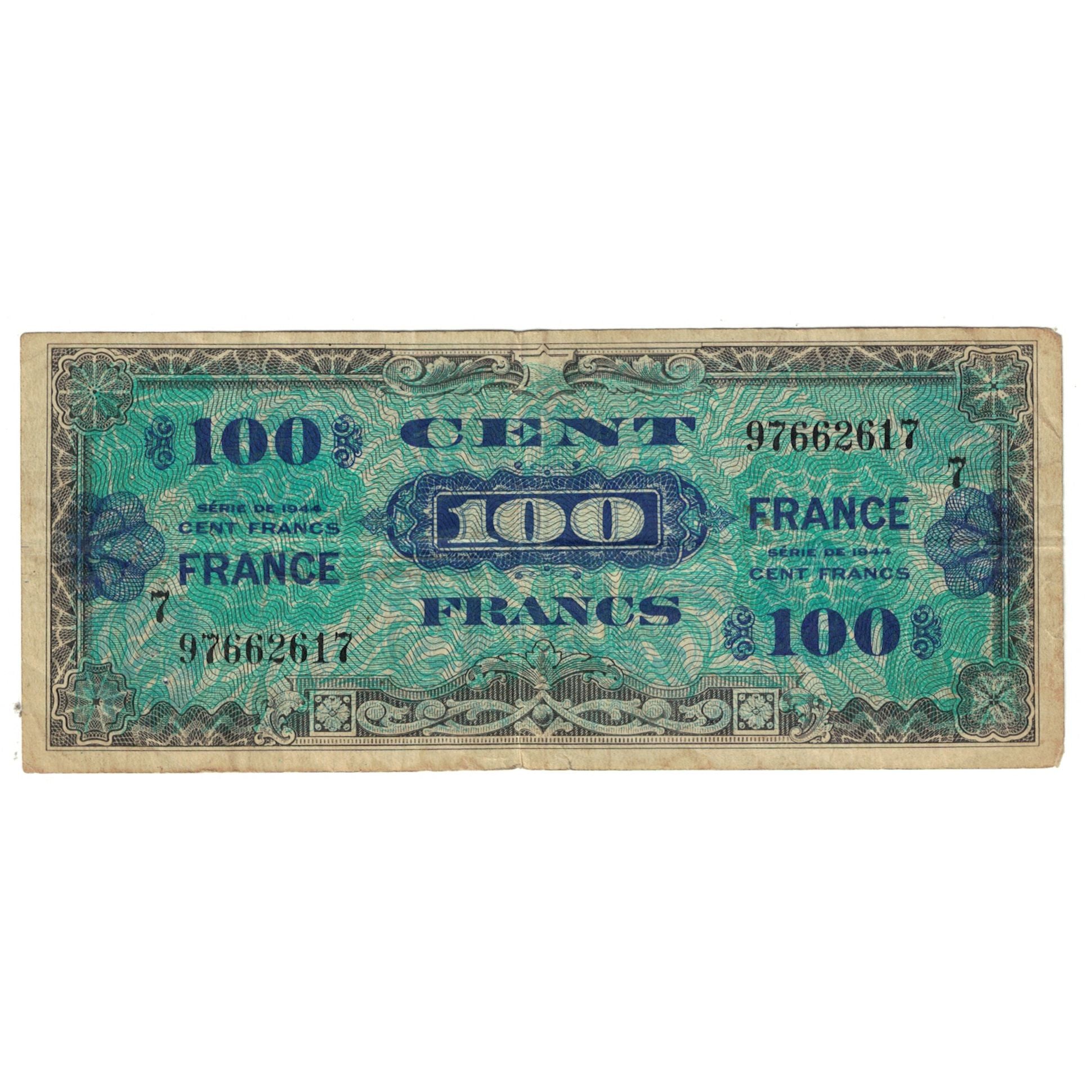 France, 100 Francs, Flag/France, 1944, 97662617, VF(20-25), Fayette:VF25.02
