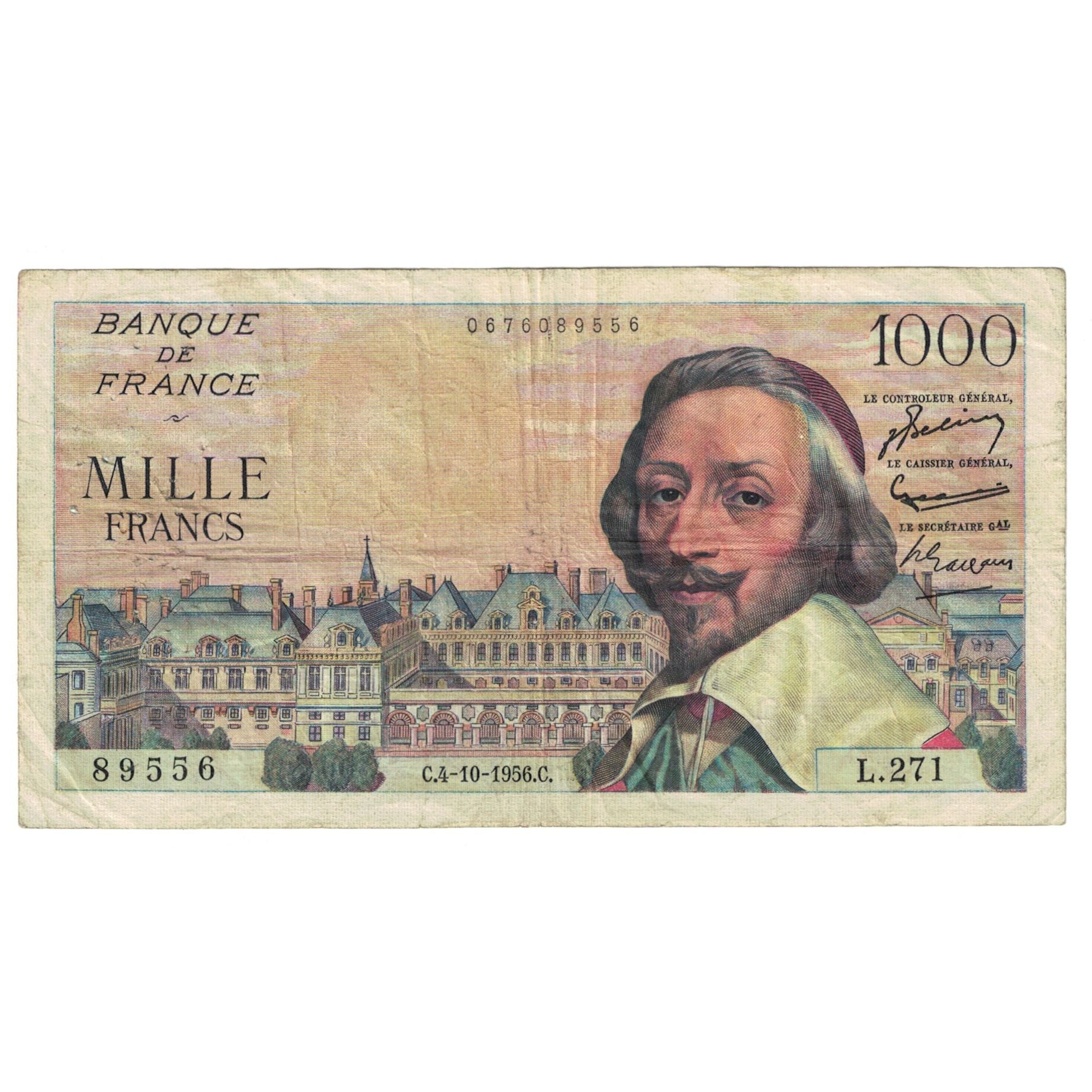Frankreich, 1000 Francs, Richelieu, 1956, L.271, S, Fayette:42.22, KM:134a