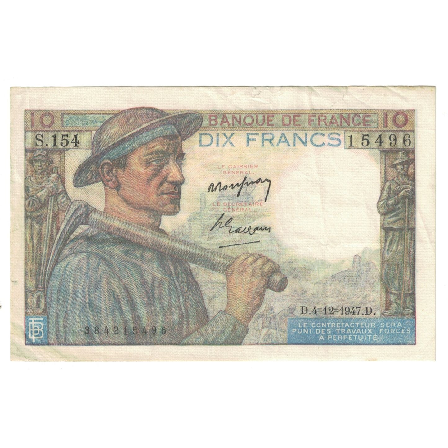 France, 10 Francs, Mineur, 1947, S.154, VF(30-35), KM:99f
