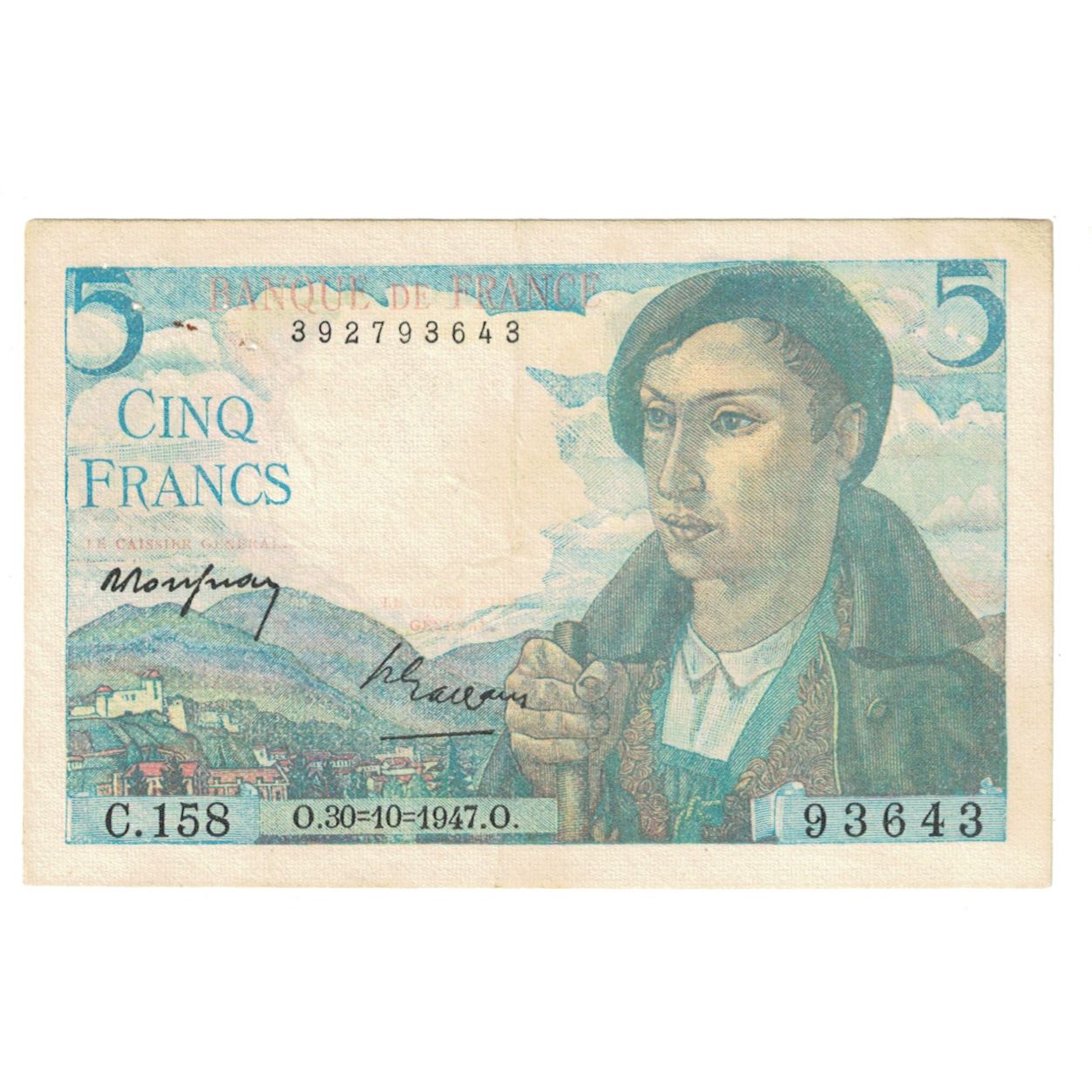 France, 5 Francs, Berger, 1947, C.158, VF(20-25), Fayette:5.7, KM:98b