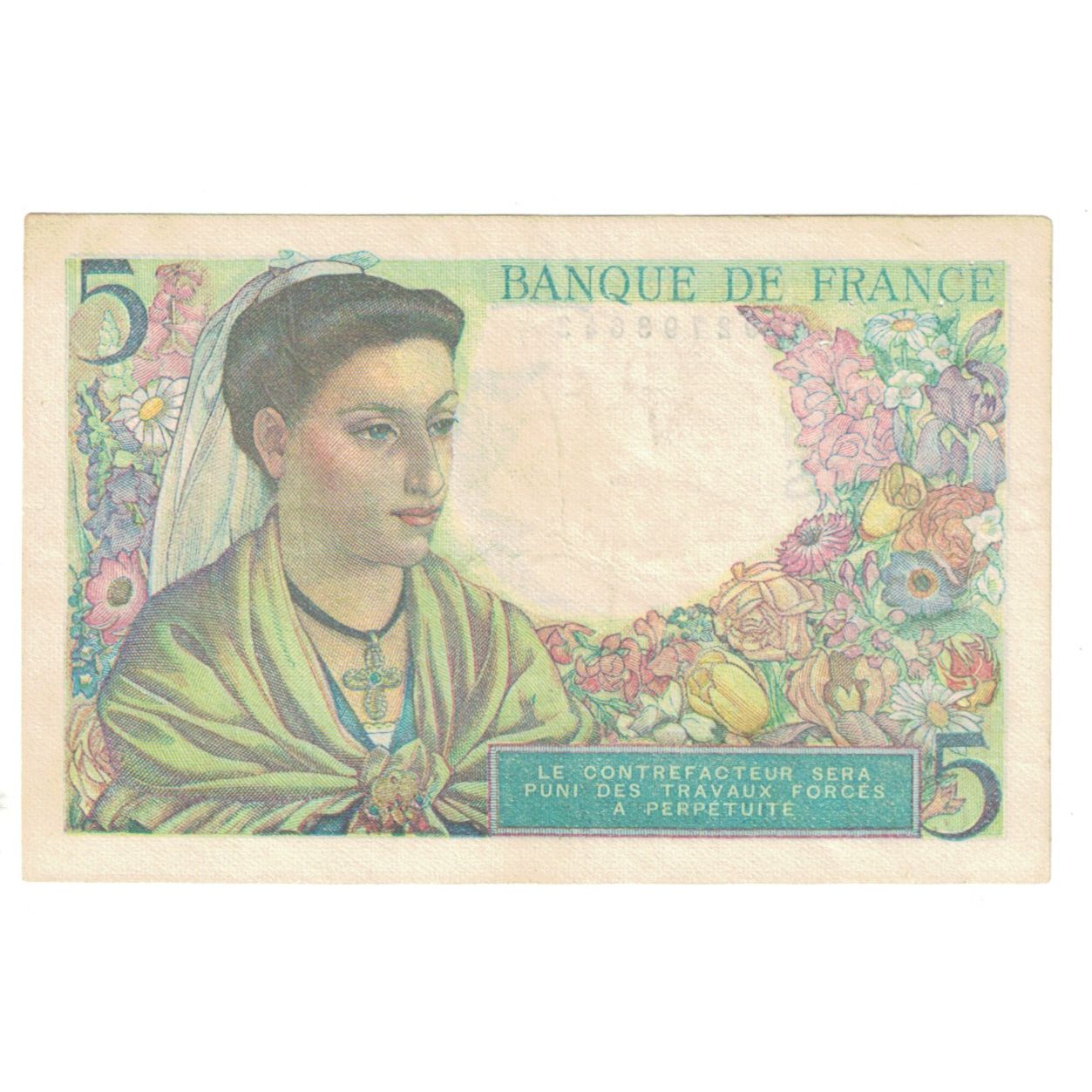 France, 5 Francs, Berger, 1947, C.158, VF(20-25), Fayette:5.7, KM:98b