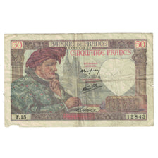 France, 50 Francs, Jacques Coeur, 1940, F.15, VG(8-10), Fayette:19.02, KM:93