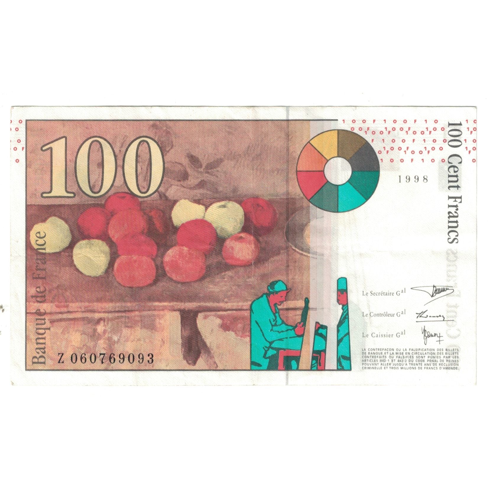 Frankrijk, 100 Francs, Cézanne, 1998, Z060769093, TTB+, Fayette:74.02, KM:158a