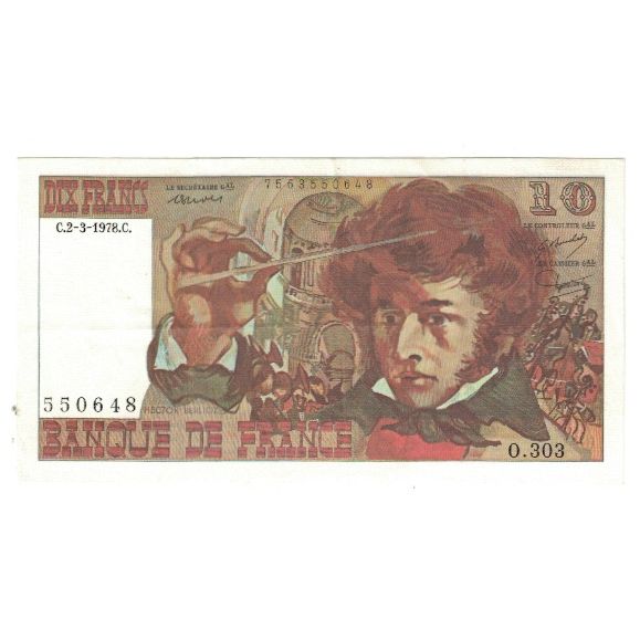 Francja, 10 Francs, Berlioz, 1978, O.303, UNC(60-62), Fayette:63.23, KM:150c