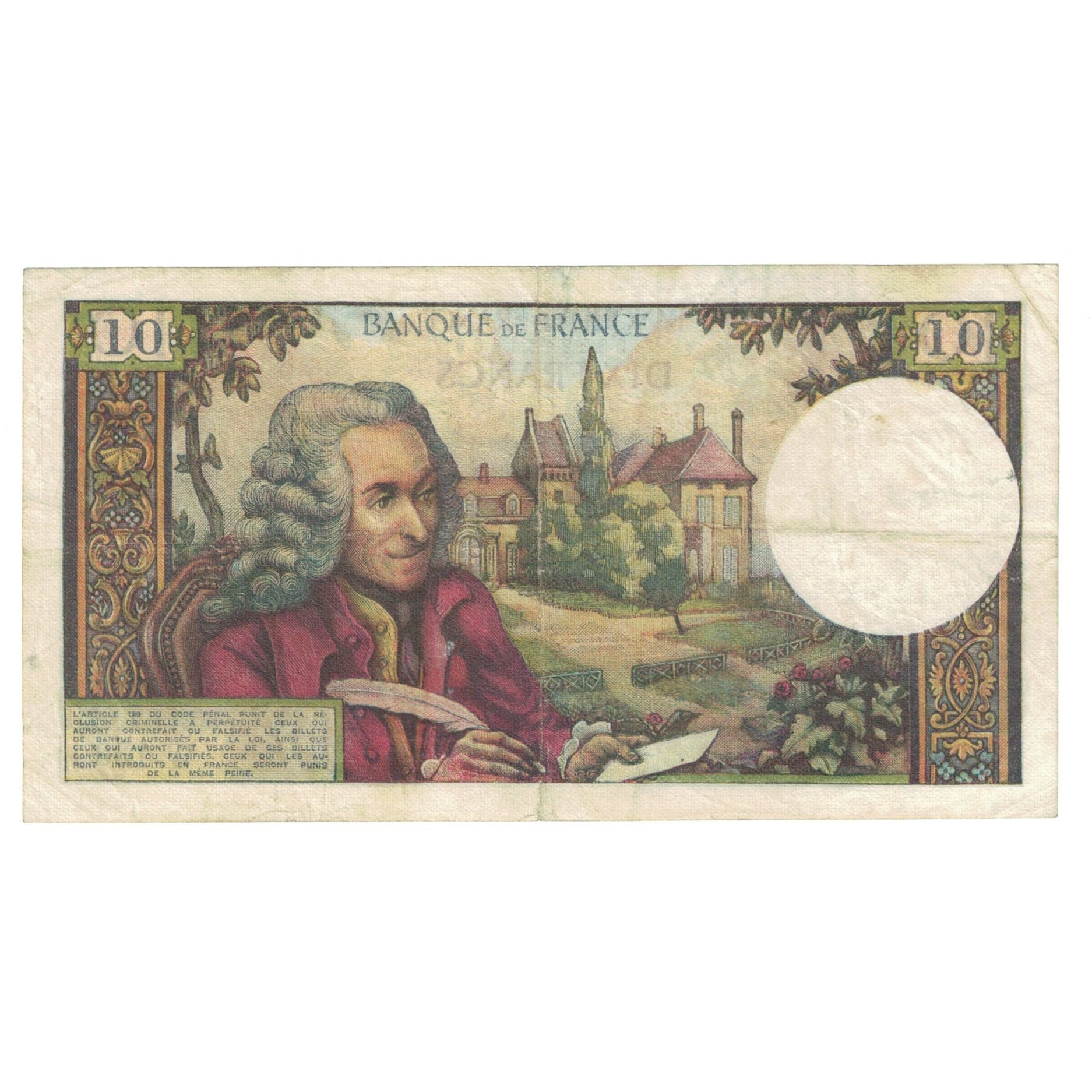 France, 10 Francs, Voltaire, 1965, W.133, VF(30-35), KM:147a