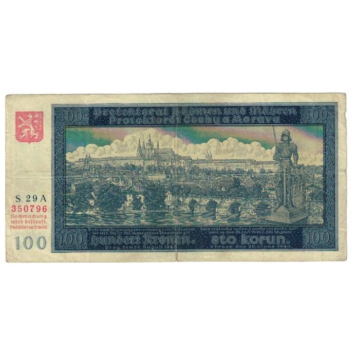 Banknote, Bohemia and Moravia, 100 Korun, 1940, 1940, KM:7a, VF(20-25)