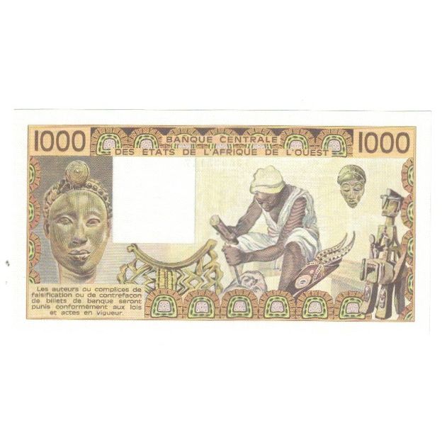 Banknote, West African States, 1000 Francs, 1989, KM:207Bh, UNC(65-70)