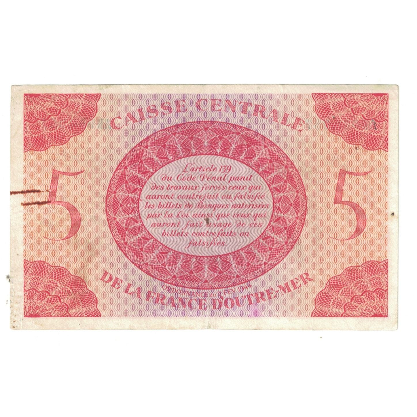 Billet, Afrique-Équatoriale française, 5 Francs, 1944, 1944-02-02, KM:15a, TTB