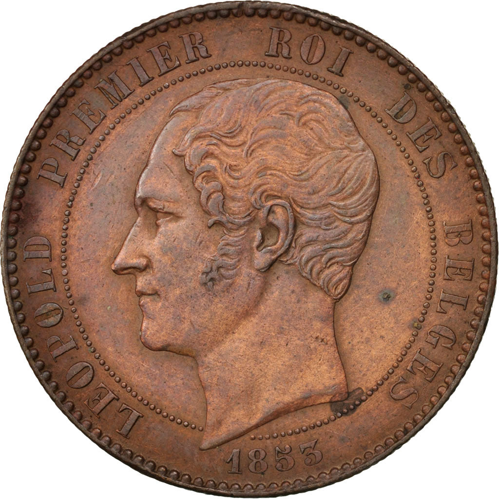 Belgio, 10 Centimes, 1853, Brussels, BB, Rame, KM:1.2