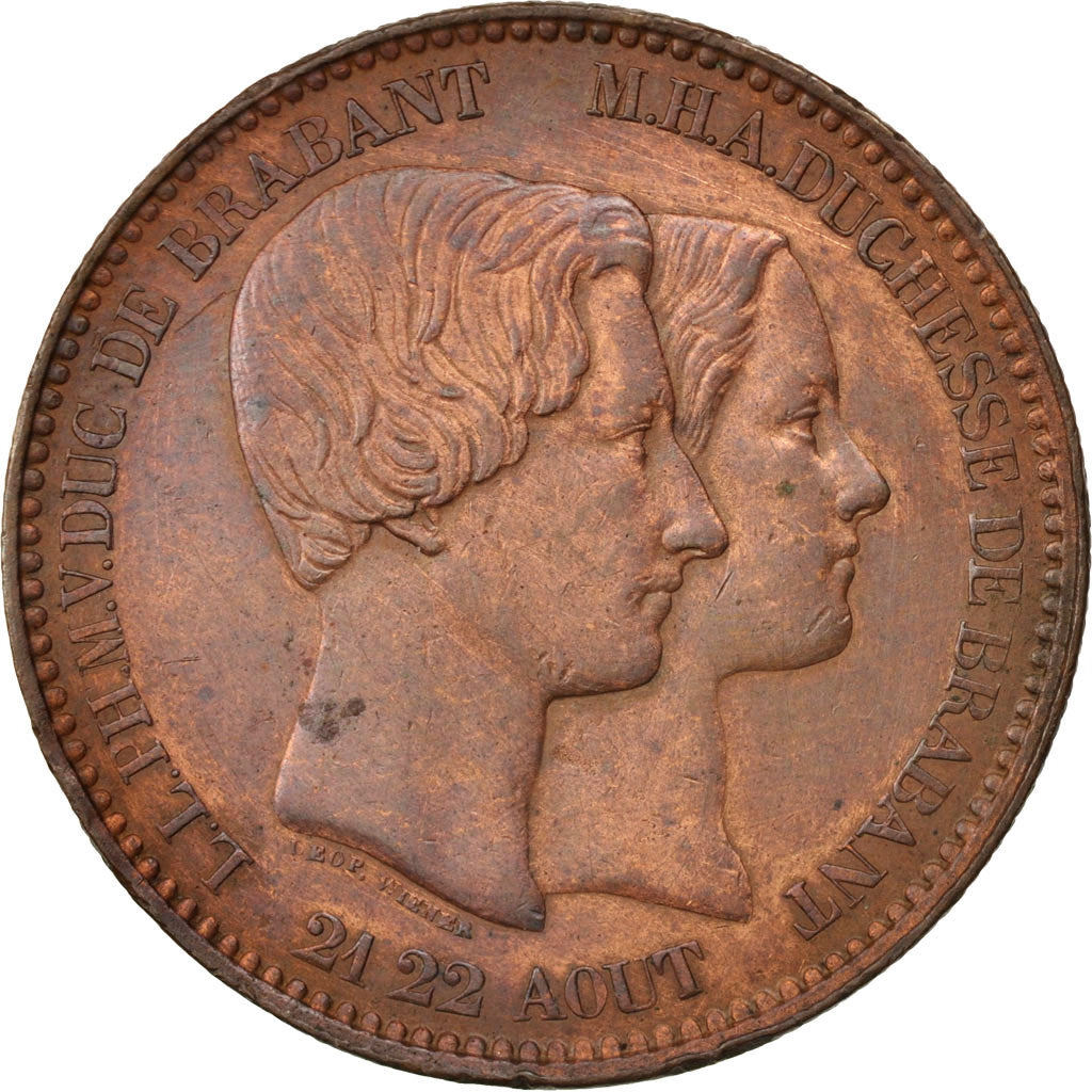 Belgio, 10 Centimes, 1853, Brussels, BB, Rame, KM:1.2