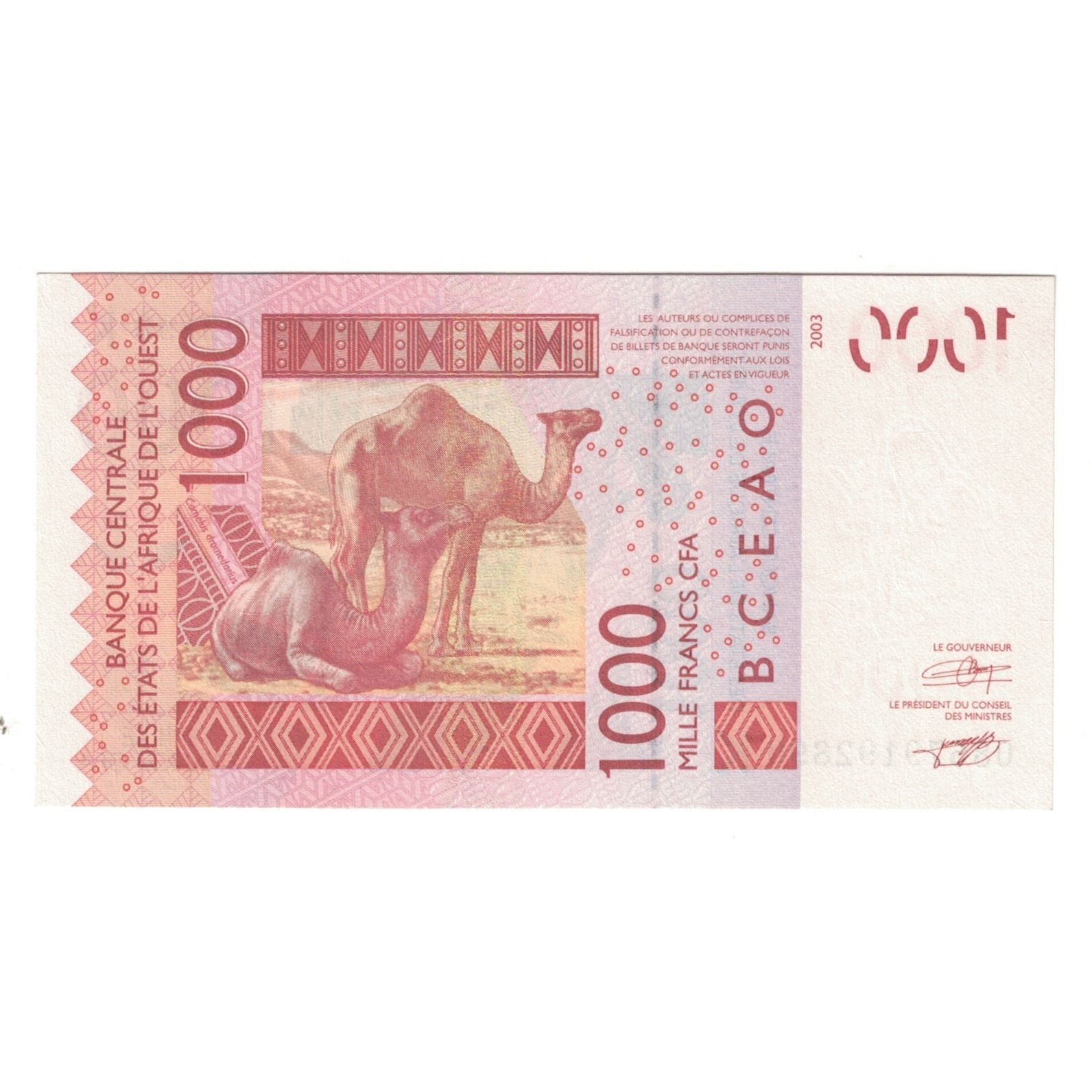Banknote, West African States, 1000 Francs, 2003, KM:815Ta, UNC(65-70)