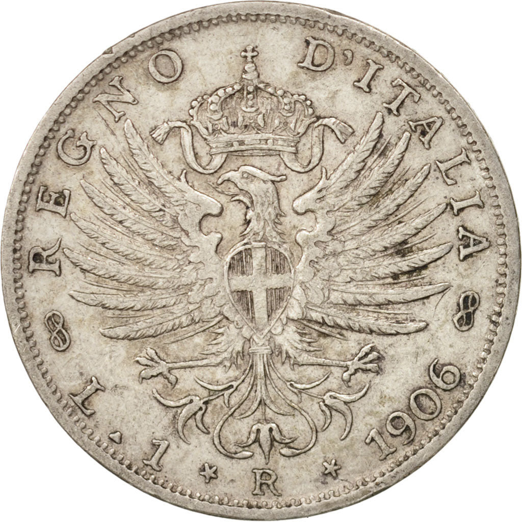 Coin, Italy, Vittorio Emanuele III, Lira, 1906, Rome, AU(50-53), Silver, KM:32