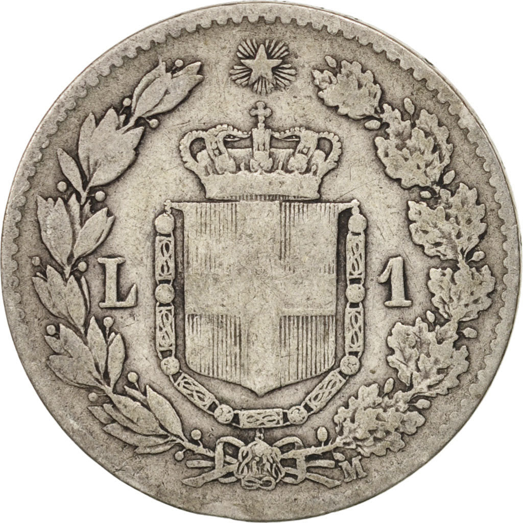 Italy, Umberto I, Lira, 1887, Milan, VF(20-25), Silver, KM:24.2