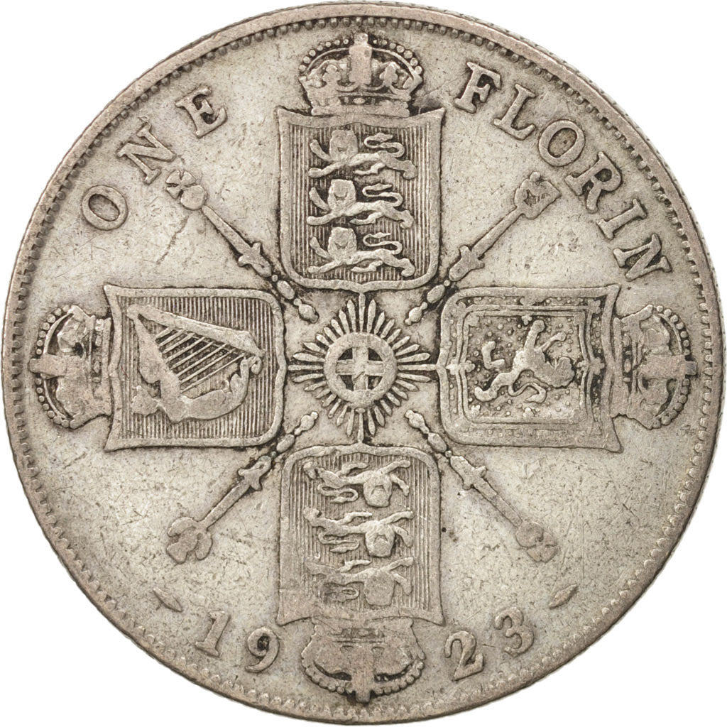 Great Britain, George V, Florin, Two Shillings, 1923, VF(20-25), Silver, KM:817a