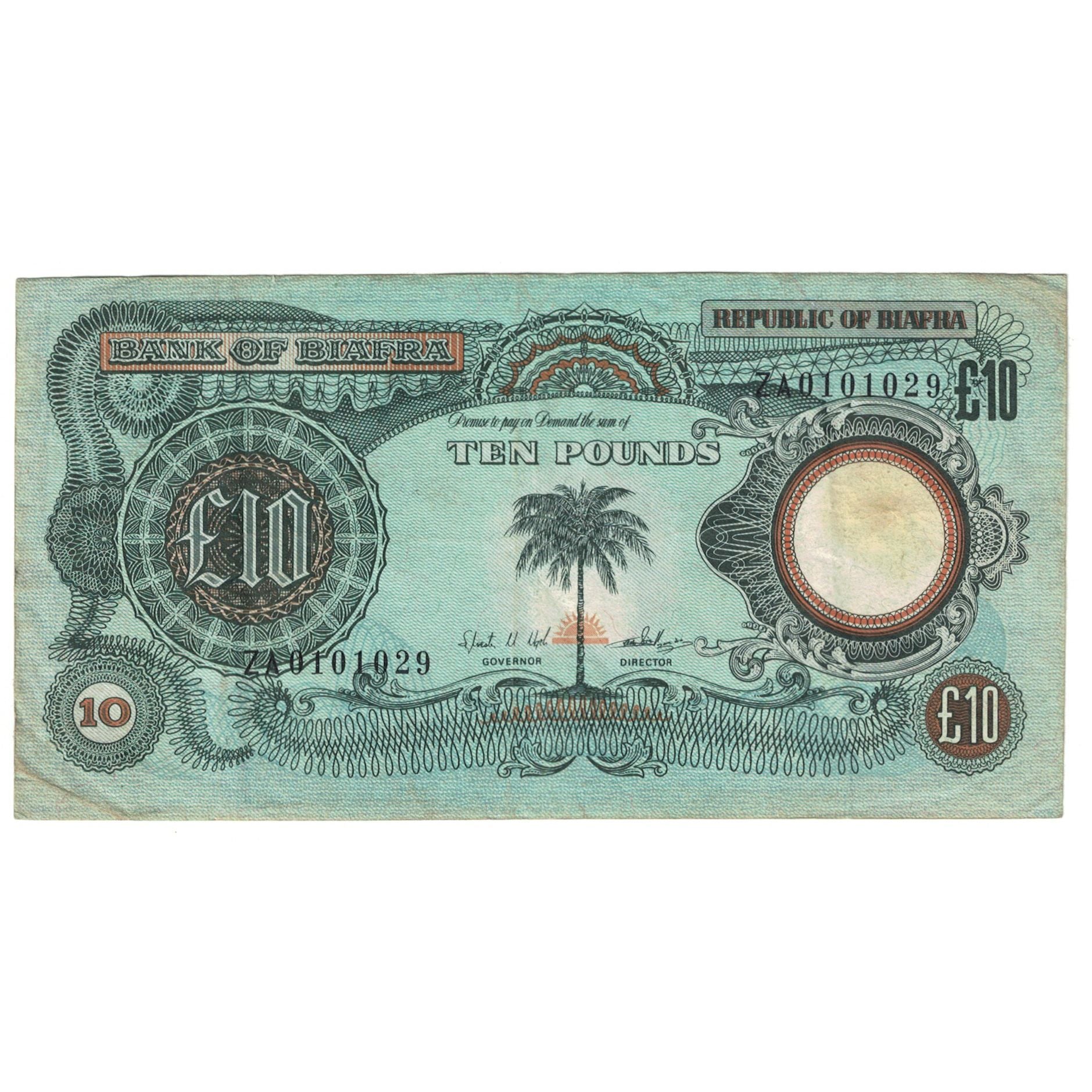 Geldschein, Biafra, 10 Pounds, KM:7a, SS