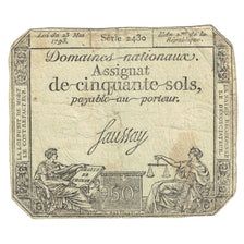 Francia, 50 Sols, 1793, SERIE 2430, MB, Fayette:ass42e, KM:A70a