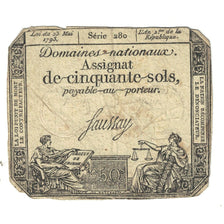 Francia, 50 Sols, 1793, SERIE 280, BC, Fayette:ass42e, KM:A70a