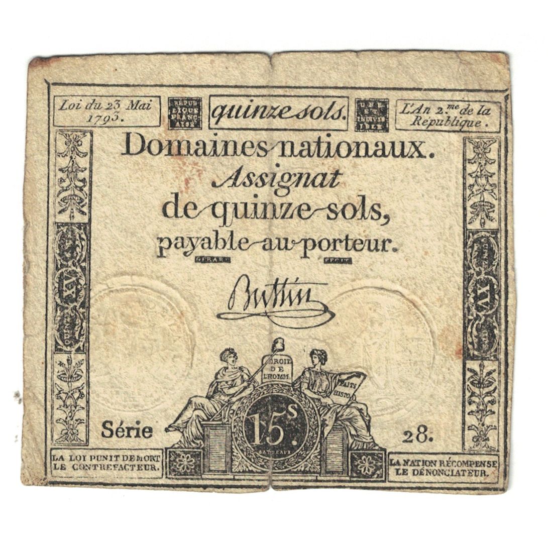 Frankreich, 15 Sols, 1792, SERIE 28, S, KM:A69b, Lafaurie:166
