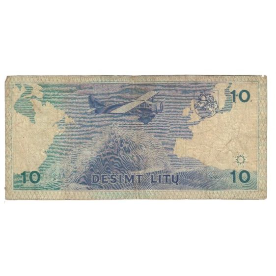 Billete, 10 Litu, 1993, Lituania, KM:65, BC
