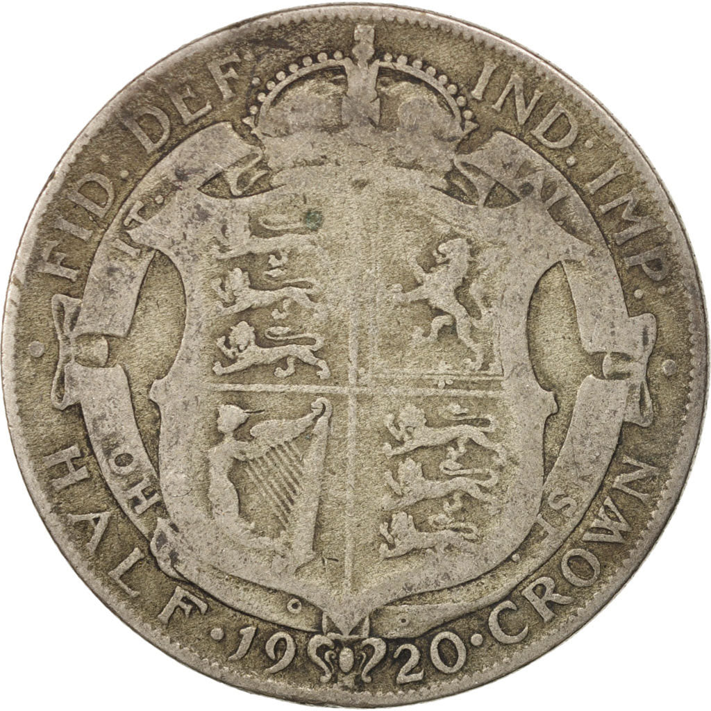 Gran Bretagna, George V, 1/2 Crown, 1920, MB, Argento, KM:818.1a