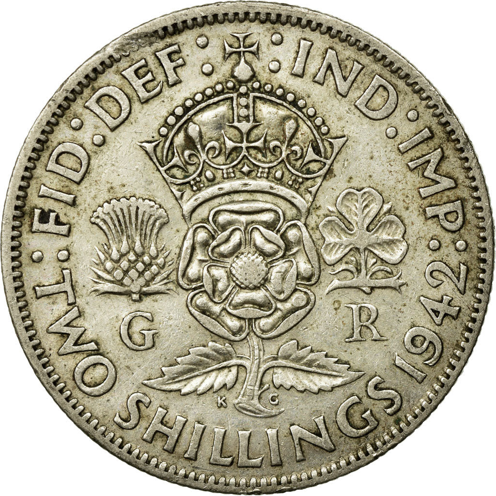 Coin, Great Britain, George VI, Florin, Two Shillings, 1942, EF(40-45), Silver